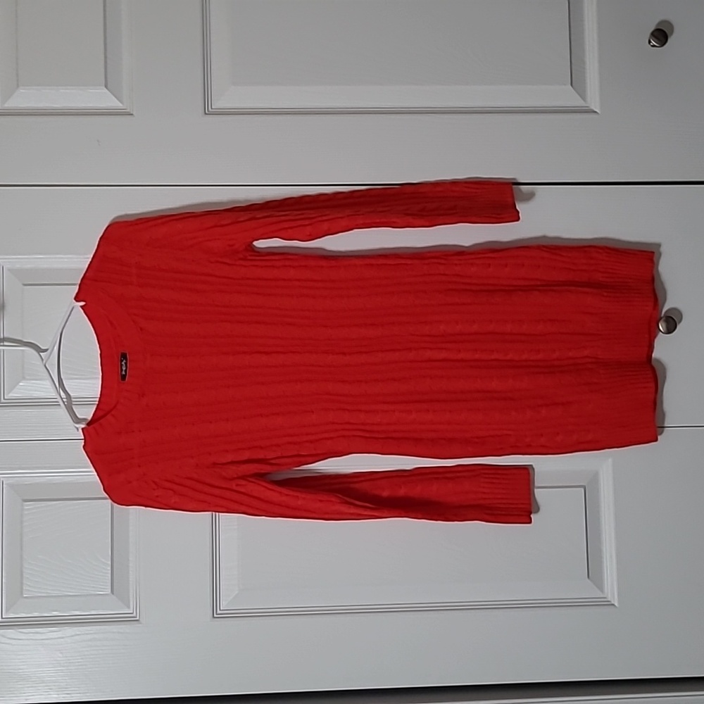 Red Long-Sleeved Sweater Dress, Size Small, Excellent Like New Condition